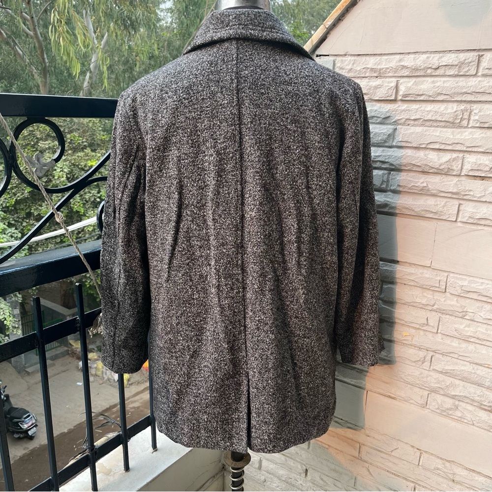 🦩Black and White Woven Overcoat - Picture 2 of 6